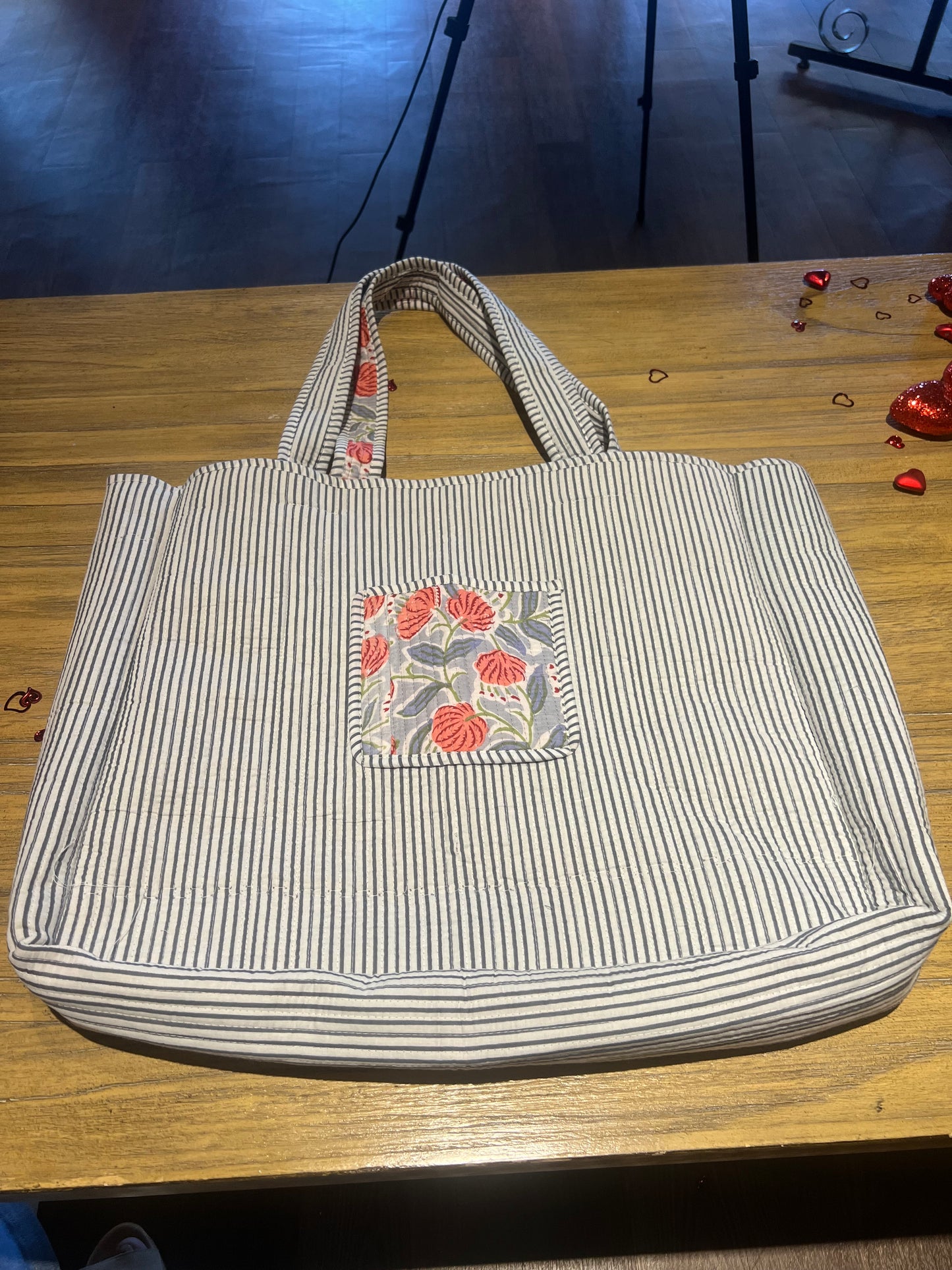 Pretty Poppy Print Quilted Reversible Tote
