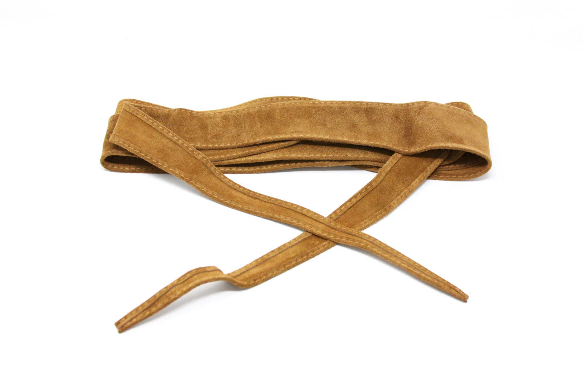 Thin Suede Camel Wrap Belt