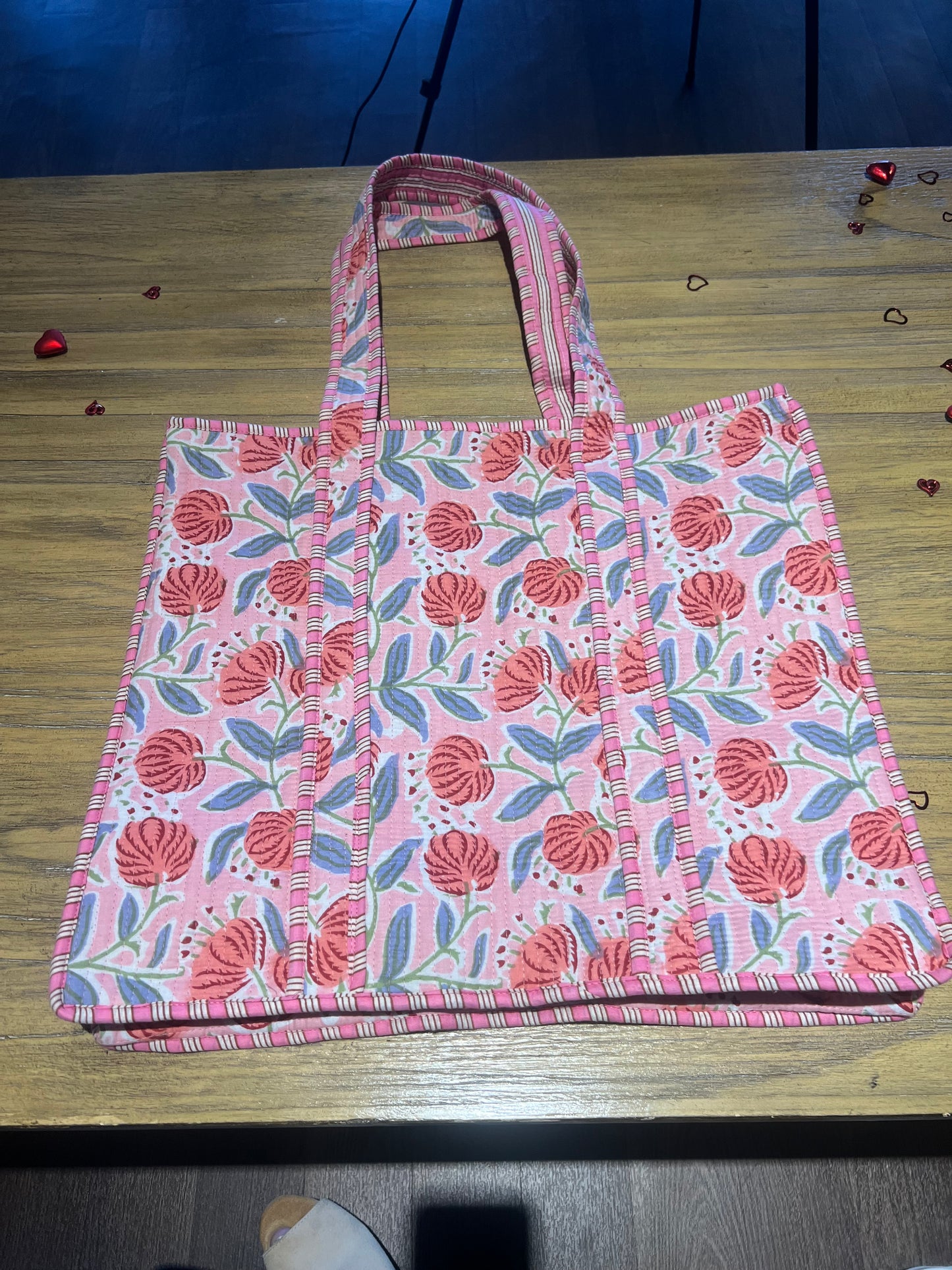 Pretty Poppy Print Quilted Reversible Tote
