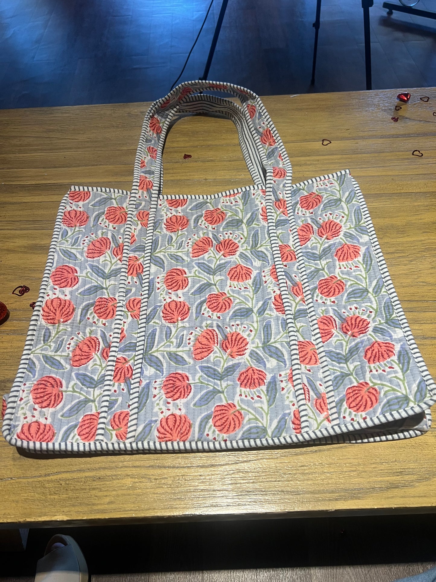 Pretty Poppy Print Quilted Reversible Tote