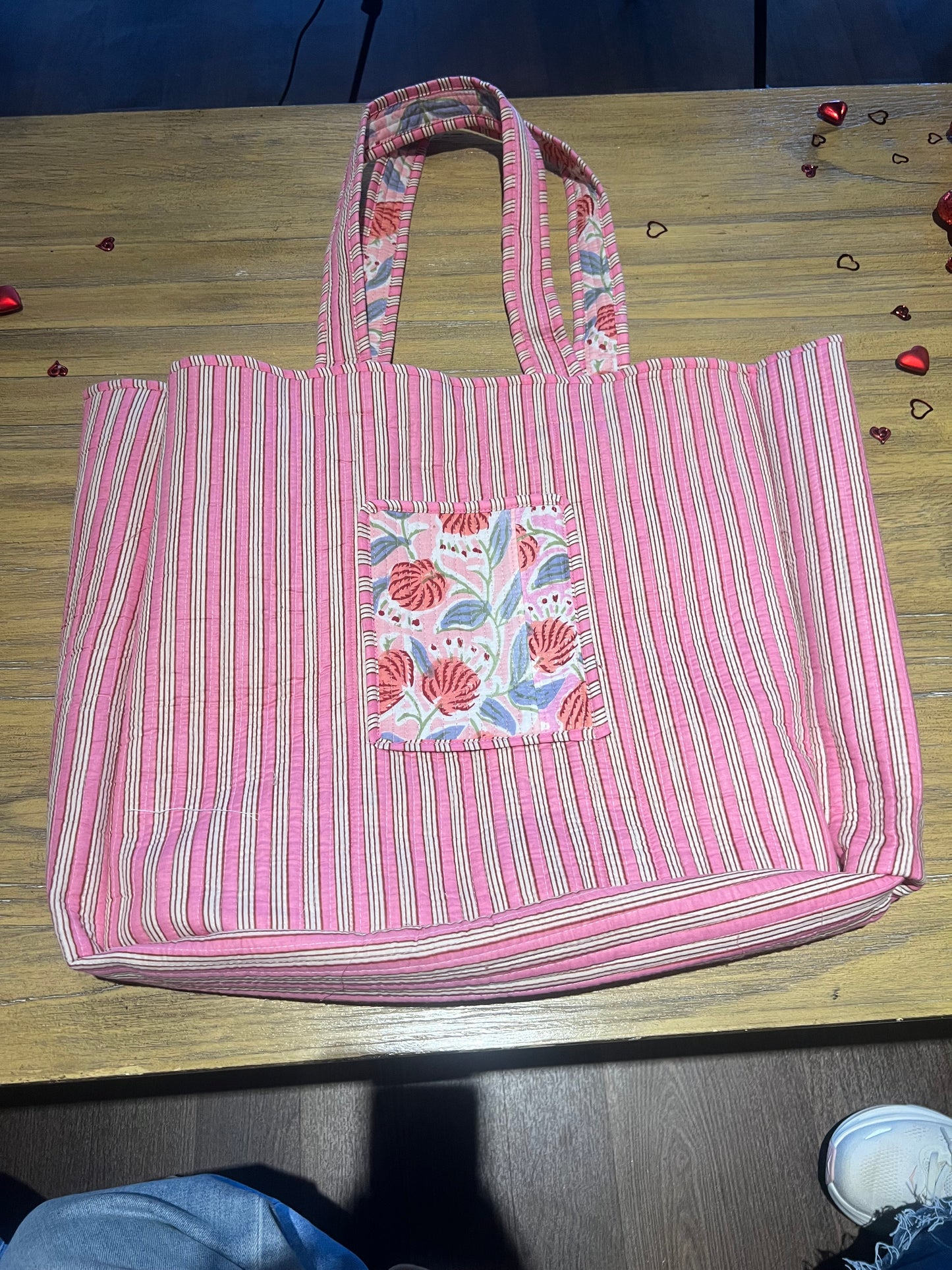 Pretty Poppy Print Quilted Reversible Tote