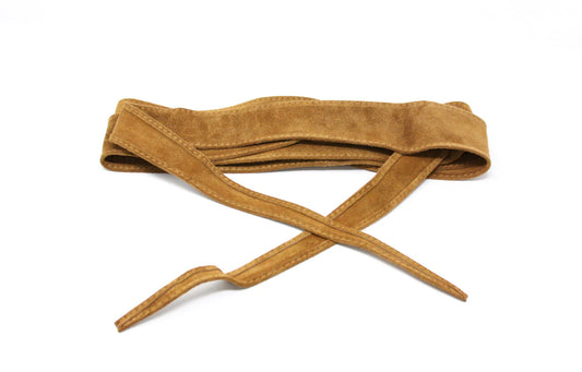 Thin Suede Camel Wrap Belt